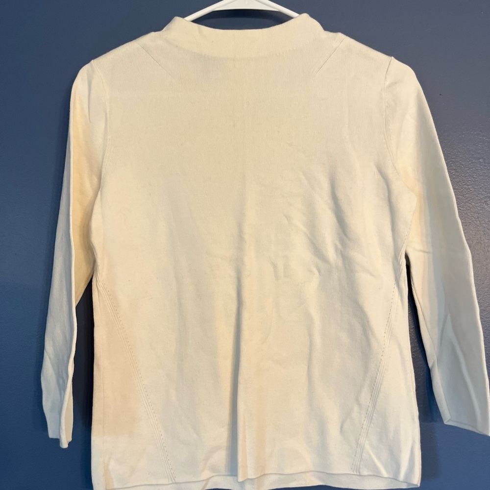 Talbots, Small, White sweater, high neckline, zipper at the back of the neck